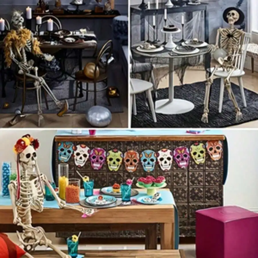 5.4-Foot Flexible Life-Sized Adult Skeleton Made Of Plastic,Featuring Movable Joints, Decorative Sign Plaque Perfect For Halloween Decor.Decorative Statues,Decorative Statues