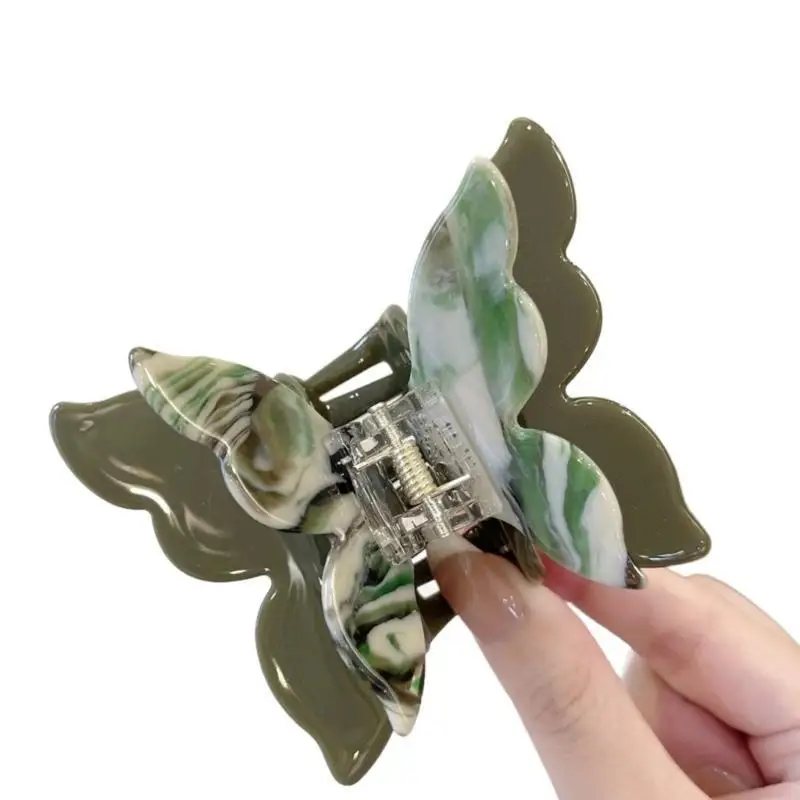 مشبك شعر على شكل فراشة بطبقة مزدوجة 652F للنساء من الأسيتات، إكسسوارات شعر مخلب شعر لتسريحات شعر مختلفة