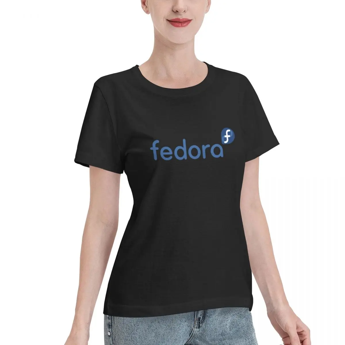 Creates An Innovative Linux Fedora F T-shirt Female Women Girl Cotton Short Sleeve O-Neck Tee-Shirts Tops