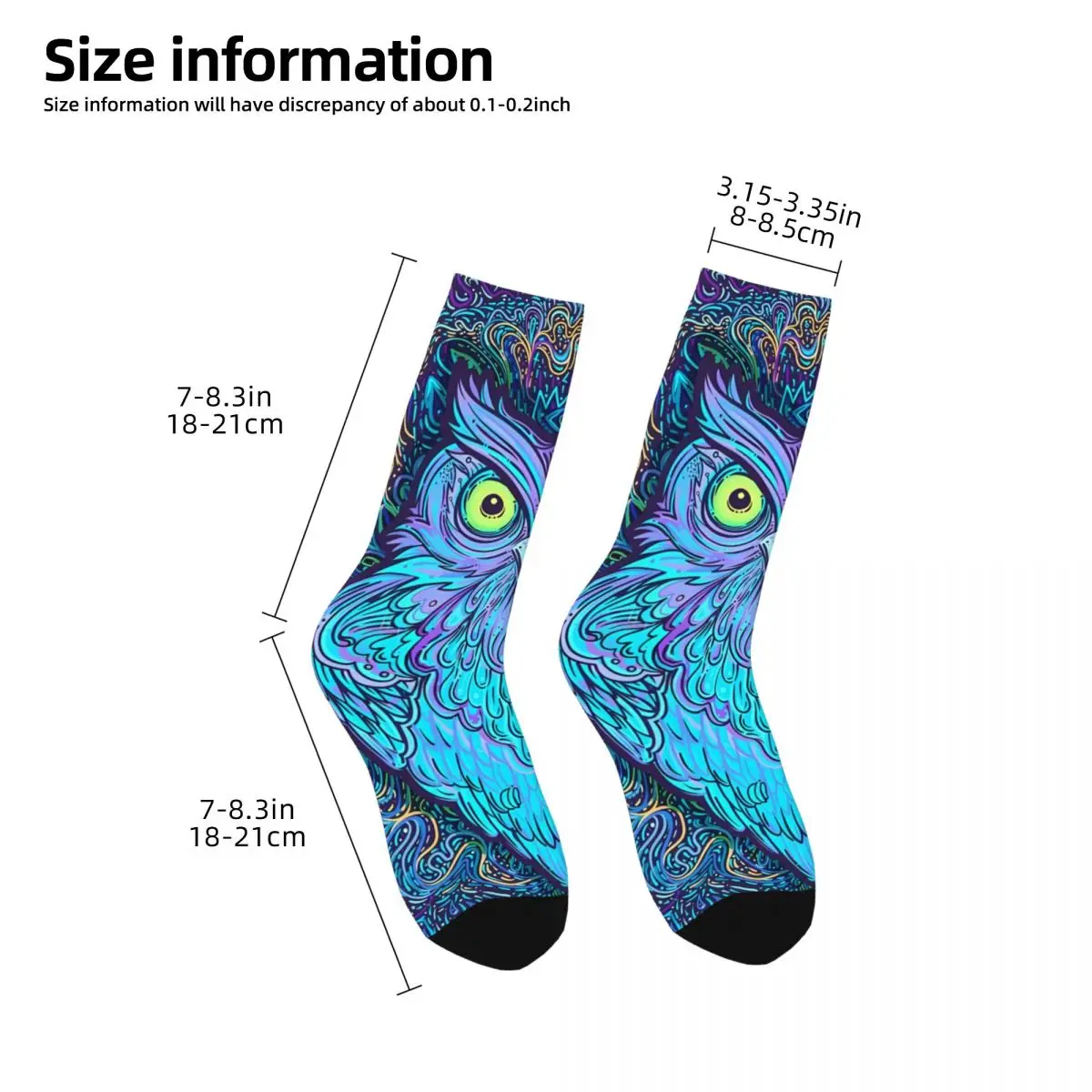 Sock for Men Abstract Owl And Psychedelic Ornate Pattern Hip Hop Owl Animal Breathable Pattern Printed Crew Sock Casual Gift