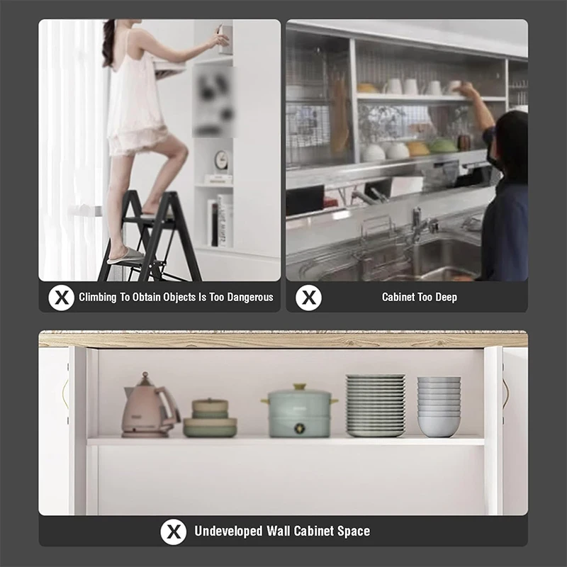 نظام حائط مع مصعد تخزين من سبائك الألومنيوم، خزانة مطبخ معدنية متعددة الوظائف قابلة للسحب، سلة رفع لأسفل #6