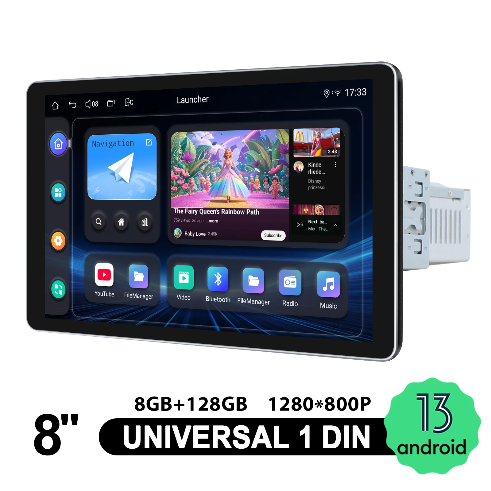 Amazing! 8 Inch Single Din Car Multimedia Player Universal Car Radio Stereo Support Car Boot Logo Split-screen Multitasking