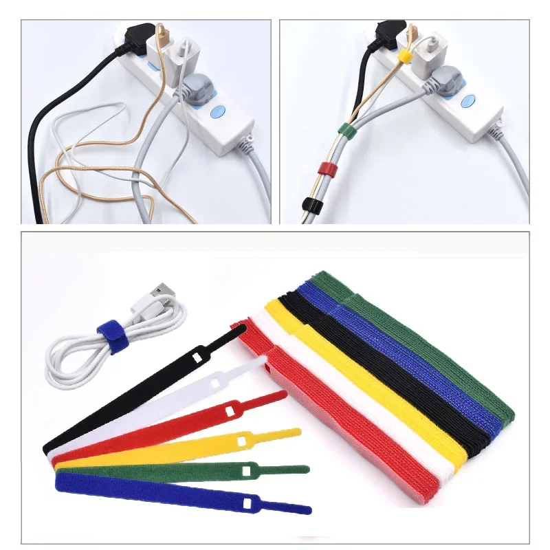 10/20/30Pcs Reusable Fastening Cable Straps Cable Tie Adjustable Nylon Hook and Loop Cable Ties Cable Organizer Management Strap