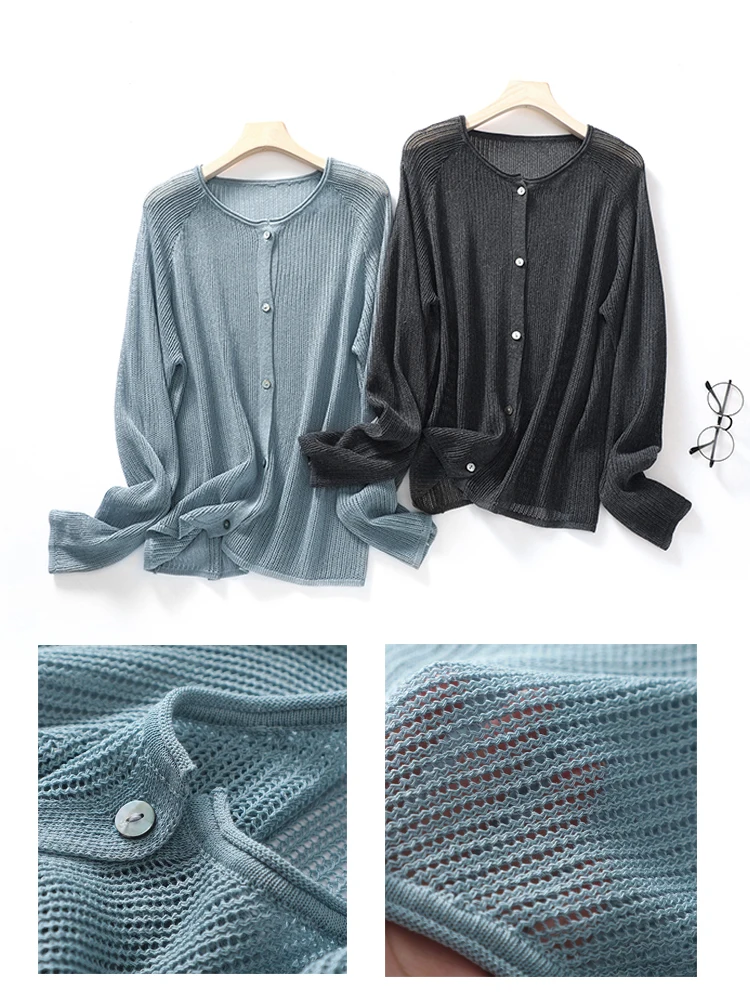 

Модный кардиган 2025 года, топ в корейском стиле, повседневный кардиган, домашняя одежда, летняя женская свободная тонкая шаль, вязаная шаль для отпуска