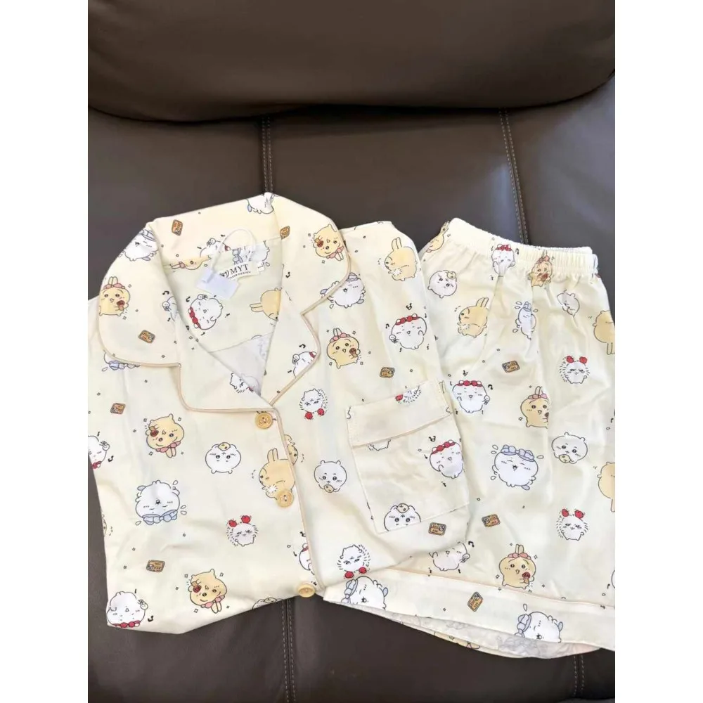 2026 Summer Women ChiiKawa Rabbit Pajamas Cotton Loose Short Sleeve Shorts Two Piece Homewear Soft Breathable Loungewear Gift view 4