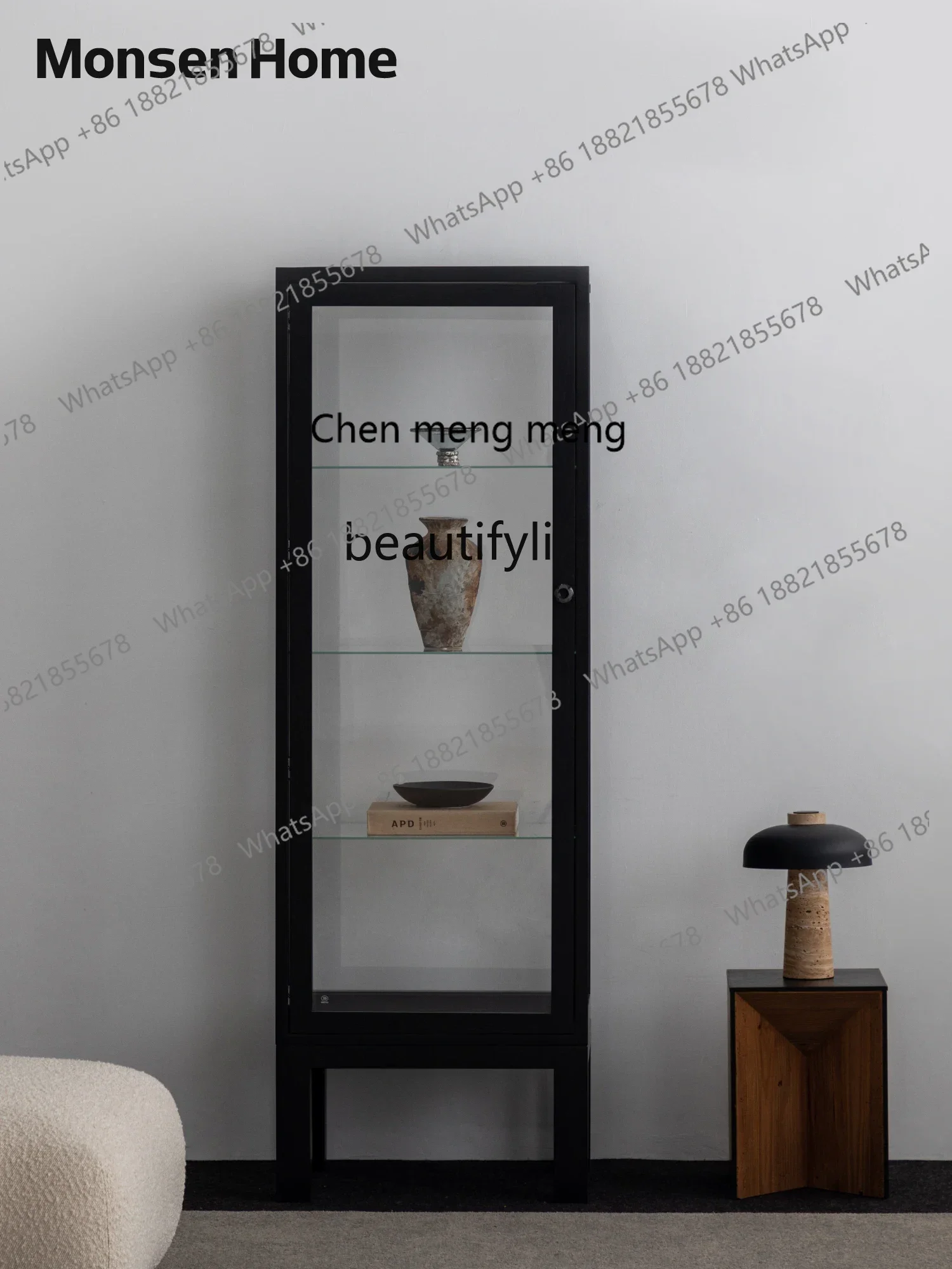 Hot sales  Solid wood glass display cabinet Transparent model building block ornament package Collectibles display cabinet