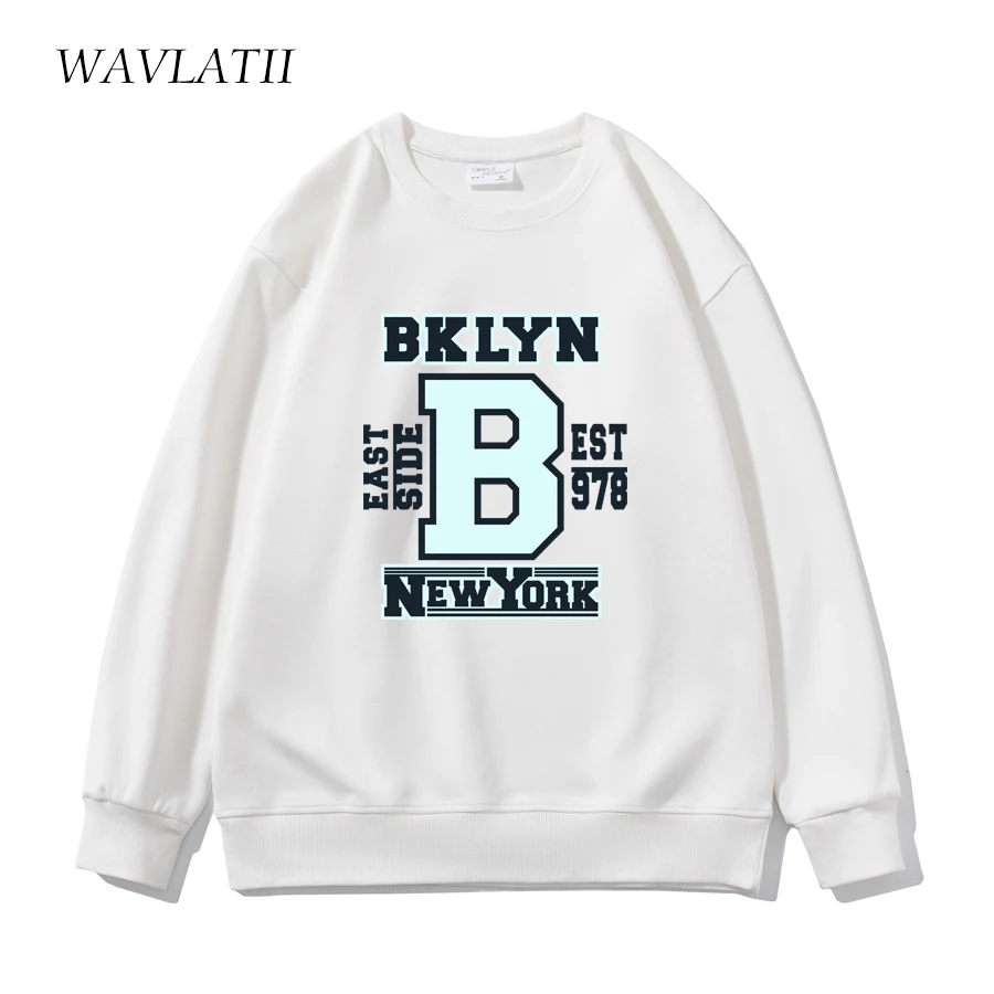 WAVLATII New Women American Style Printed Sweatshirts Female Cotton Red Soft Casual Sporty Long Sleeve Tops for Youngth WH2361