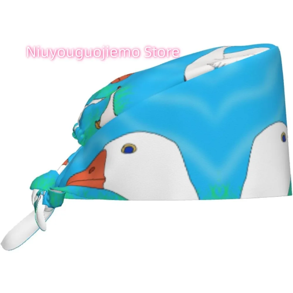 

Cleaning Working Cap Happy White Goose Prints Chef Hat for Women & Men, Adjustable, Breathable