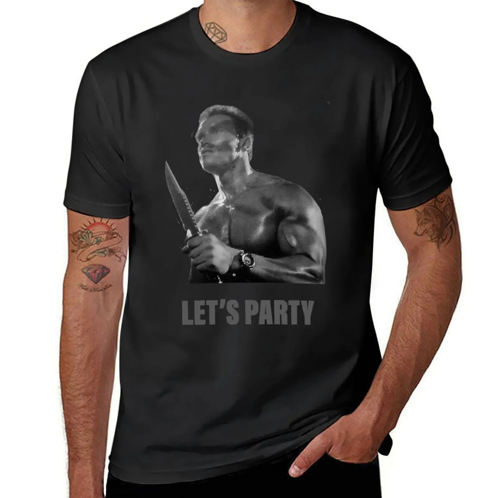 Arnold Schwarzenegger - Commando - Let’s Party Essential T-Shirt animal prinfor boys Aesthetic clothing men t shirts