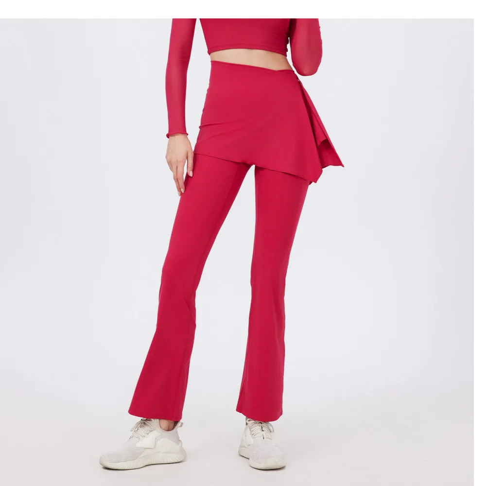 Two-Piece Set High-Waisted Gathered Butt-Lifting Naked Feel Yoga Pants with Outer Flap Running Sports Pants Breathable Fitness