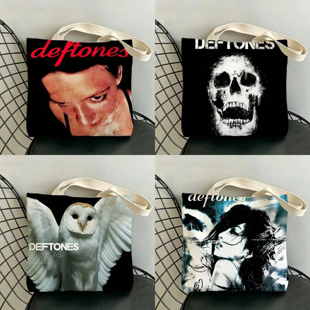 

Band D-Deftones Storage Bags Double-Sided Print Large Tote Bag Durable Beach Picnic Foldable Gift Eco