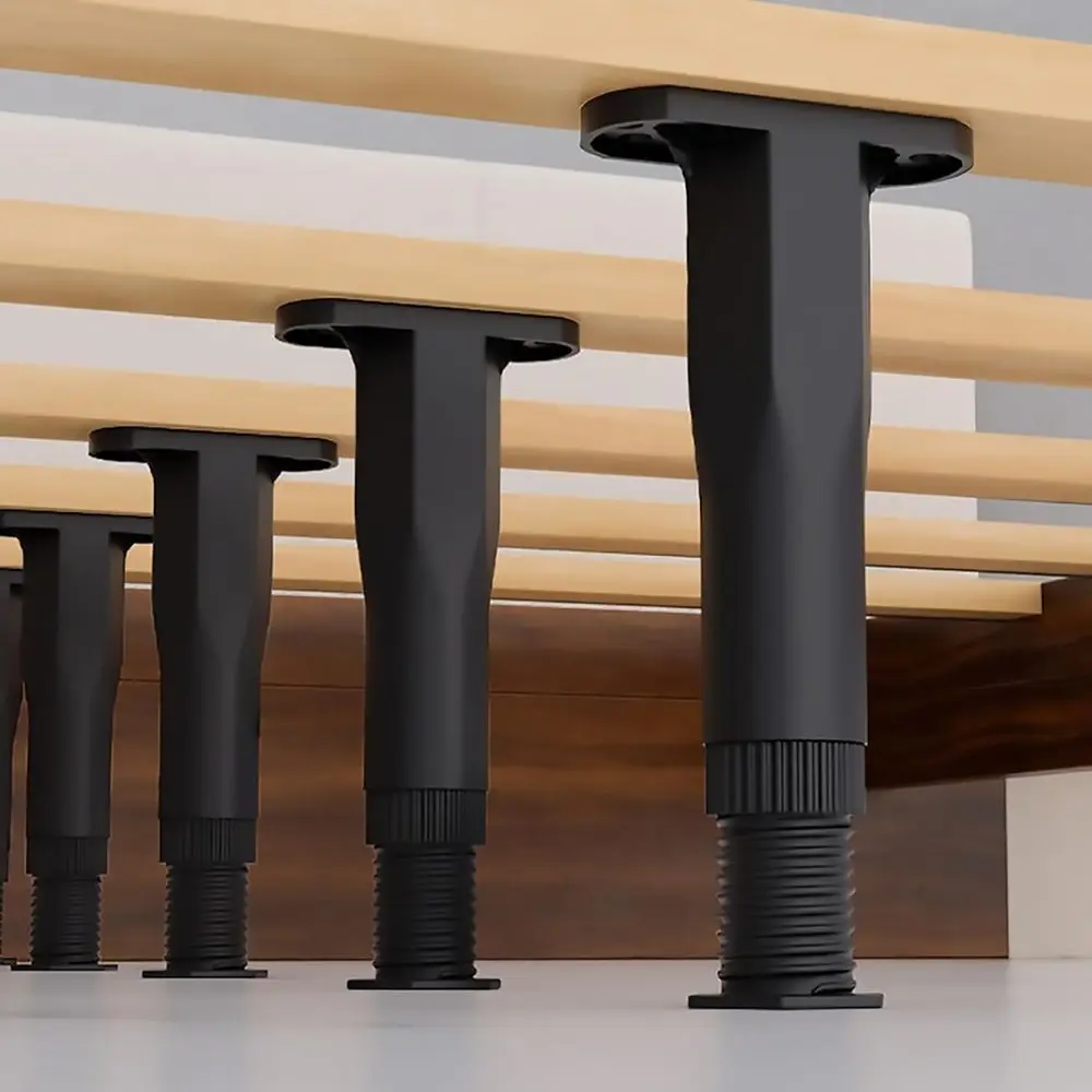 Adjustable Height Bed Frame Support Legs PP Load-bearing Bed Slats Support Legs Heavy Duty Black Bed Legs Replacement