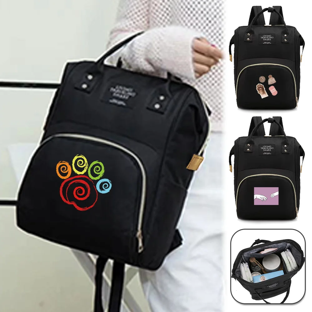 Maternity Bag Large Capacity Waterproof Lightweight  Footprints Printing Series  Multi-Function Storage Travel Mommy Bags