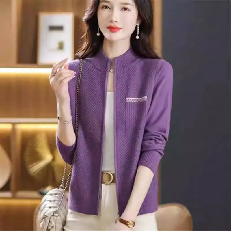 

New Women Cardigans Autumn Winter Zip Front Cardigan Thick Loose Sweater Basic Warm Knit Casual Korean Outerwear Female Tops
