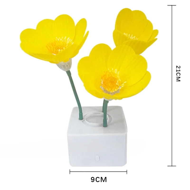 Creative Night Lights Automatic Flowering Decoration Simulation Flower Atmosphere  Table Lamp for Girls Bedroom