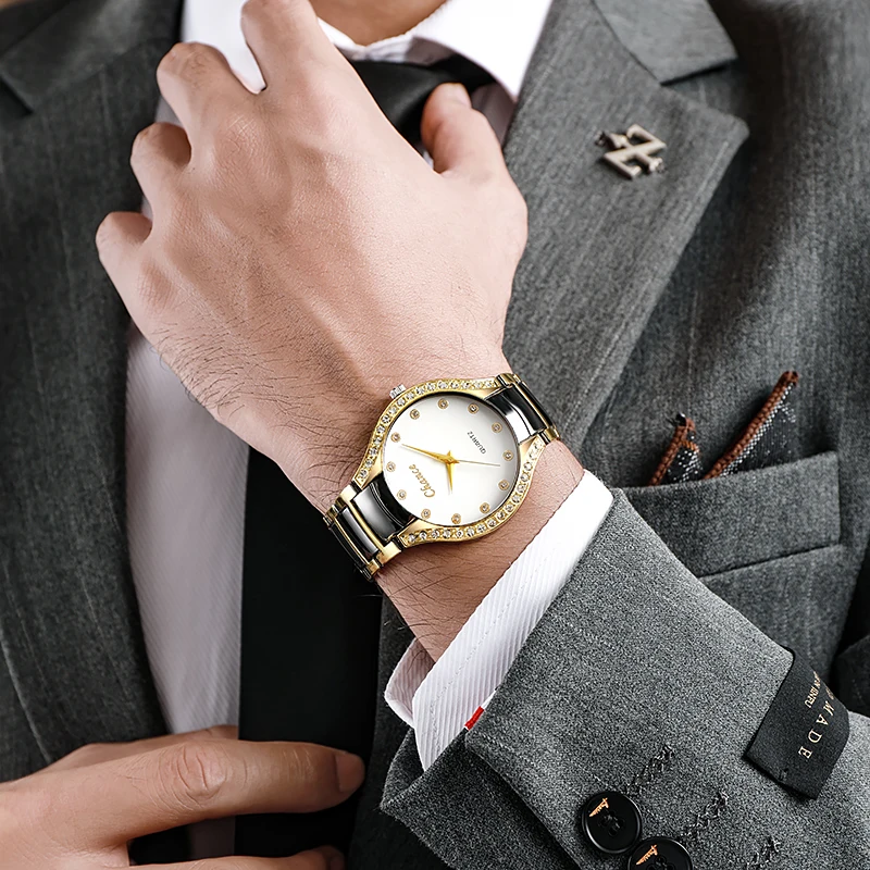 العلامة التجارية الفاخرة الذهبي موضة الرجال ساعة كوارتز دروبشيبينغ الفولاذ المقاوم للصدأ montre أوم لوكس غراندي ساعات المعصم