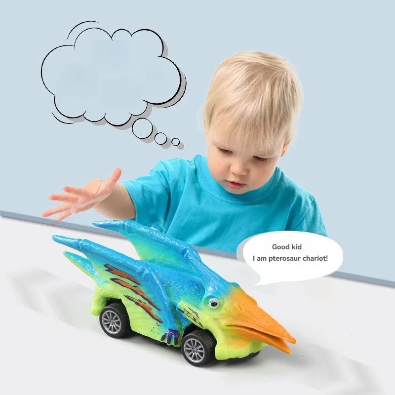Mini Dinosaur T-Rex Coches de carreras retroceso - Vehículos de juguete divertidos para niños - Coches coloridos con temática de dinosaurio y coches de carreras con realista