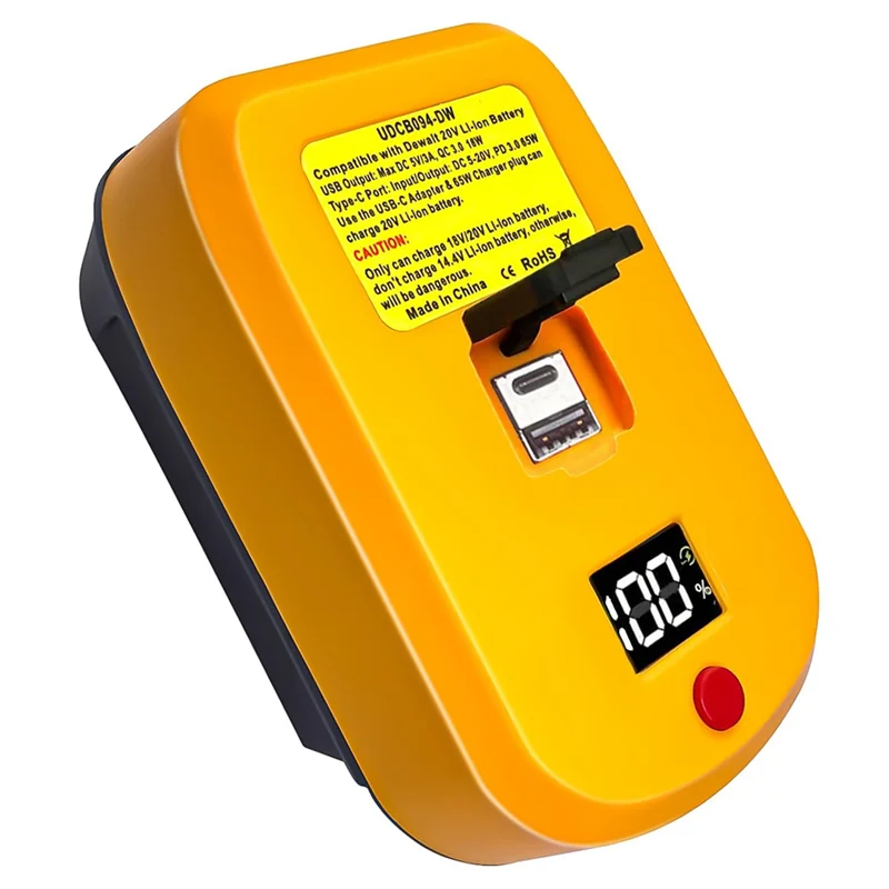 Cargador AY03-USB C para batería de 20V, 2 puertos con USB-C Und USB-A, cargador rápido de 65W PD 3,0 adaptador de corriente fuente de alimentación USB Du