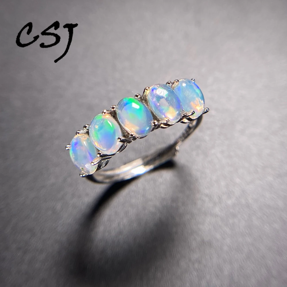 Elegant Natural Opal Rings Sterling 925 Silver October Birthstone 4*6mm for Women Birthday Party Fine Jewelry