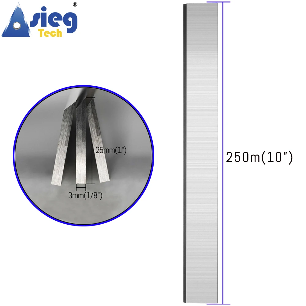 TCT HSS Planer Blades Electric Planer Knives Resharpenable 10inch for Woodworking Thickness Planer 250×25×3mm - Set of 3 pieces