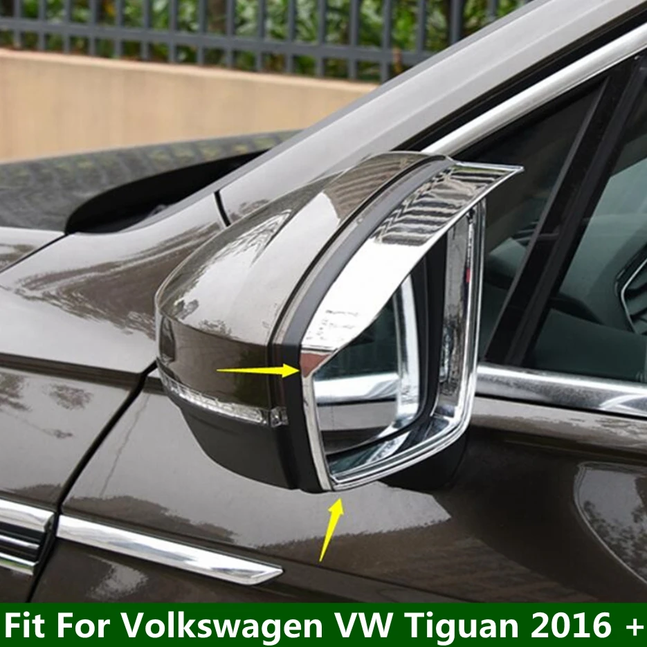 

Chrome Rearview Mirror Rain Eyebrow Deflector Blades Cover Trim Fit For Volkswagen VW Tiguan 2016 - 2022 Exterior Accessories