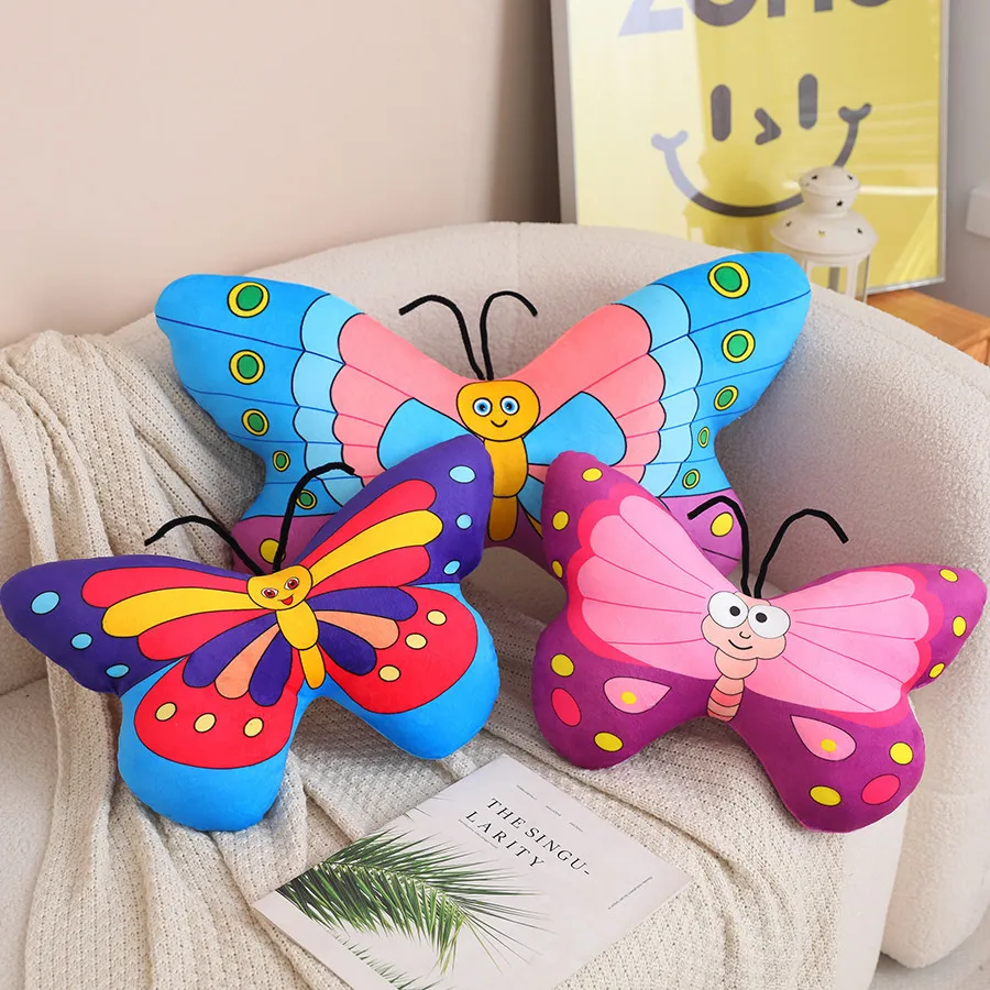 Kreative weiche Schmetterling Wurf kissen Plüsch tier bunte Schmetterlings puppe Kinder begleiten, um die Muppets kawaii Spielzeug geschenke zu beruhigen