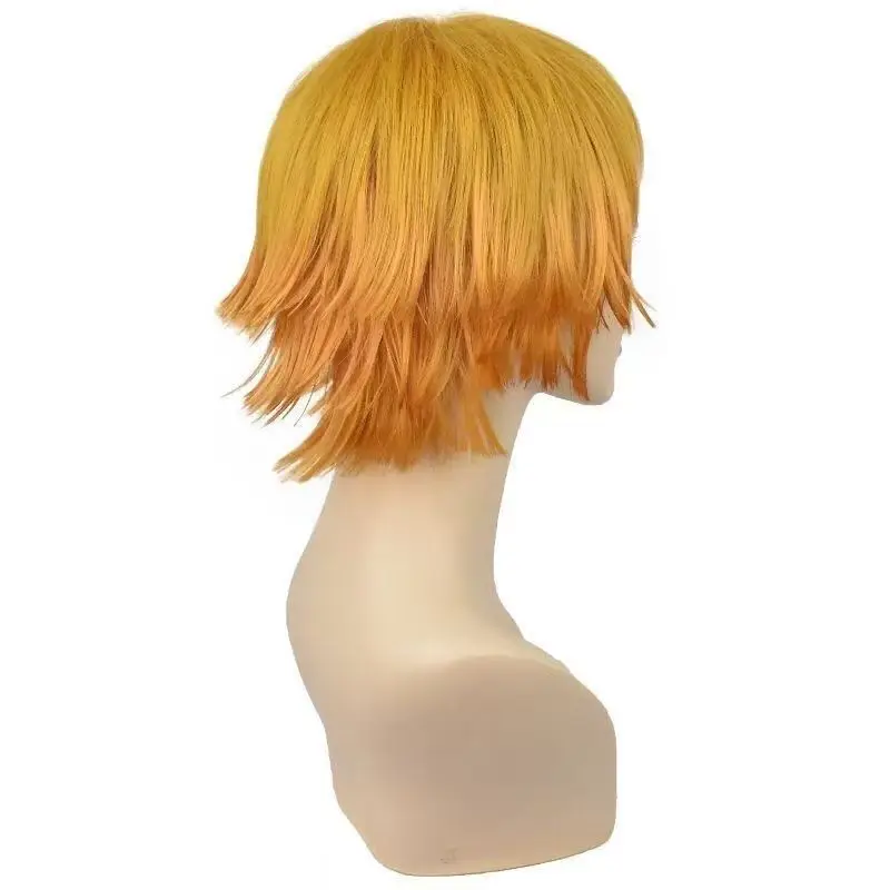 Gelbe Ombre geschichtete kurze Cosplay-Perücke für Zenitsu Agatsuma |   Vorgestylte, stachelige Spitzen und hitzebeständige Fasern