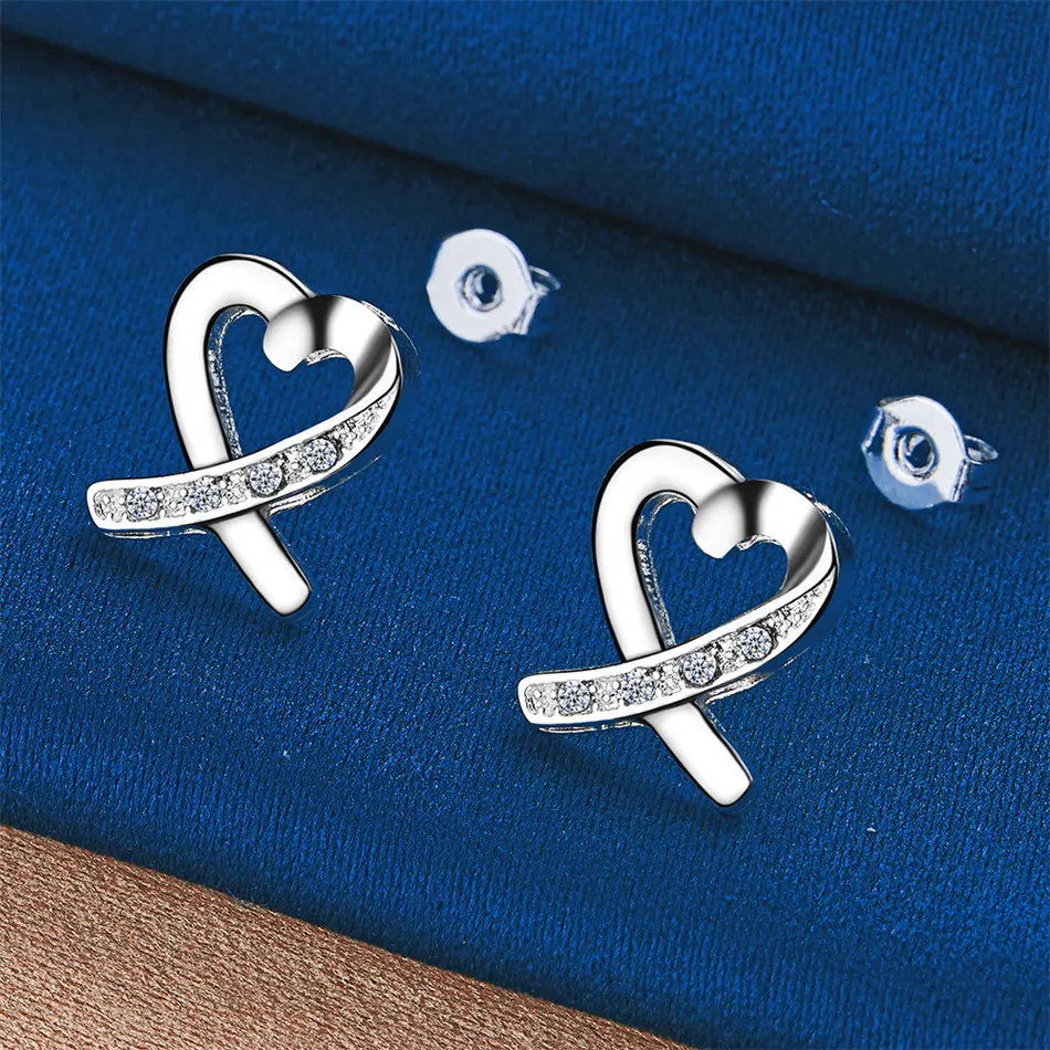 

Charm 925 Sterling Silver Luxury Exquisite Heart Shaped Zircon Earrings Women's Party Accessories Jewelry Fashion Gift