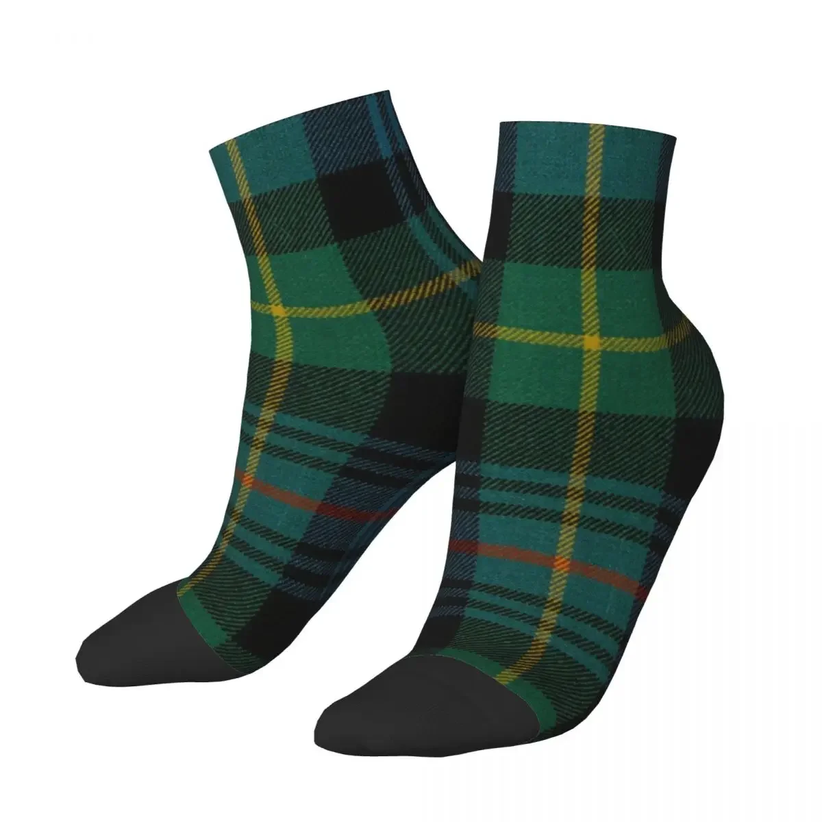 Fashion Green Tartan Plaid Mens Crew Socks Unisex Cute Gingham Spring Summer Autumn Winter Dress Socks