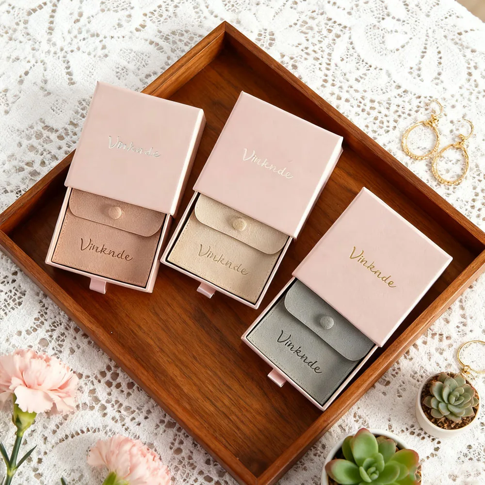 الوردي درج صندوق 9x9x2.5 سنتيمتر ورقة كرتون علبة تغليف المجوهرات داخل 8x8 سنتيمتر ستوكات أزرار خاطفة شنطة هدايا صغيرة الجلد المدبوغ الحقيبة #1