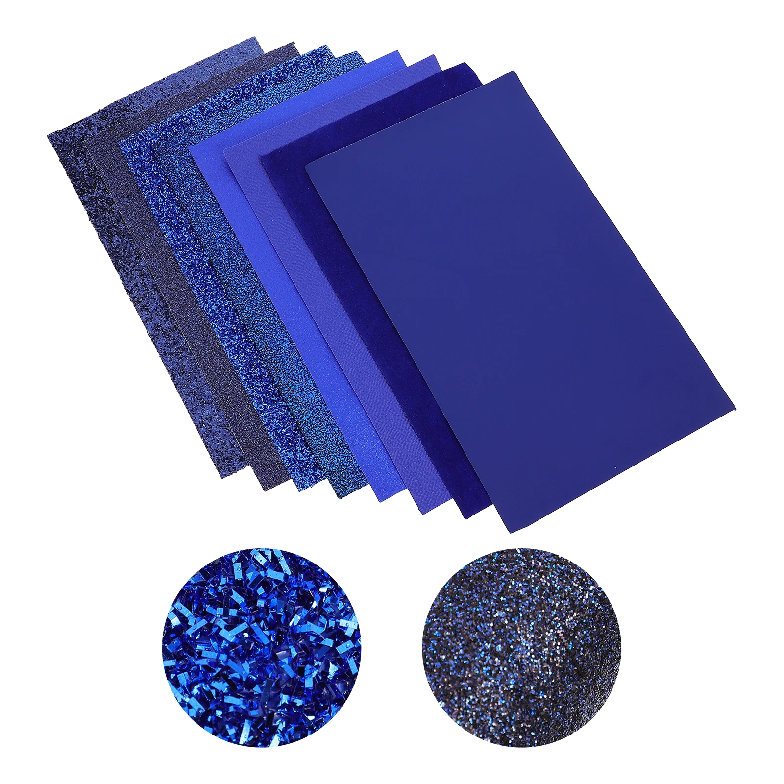 

8 Sheets Sliced Set Blue Glitter Synthetic Leatherette Fabric DIY Crafting Material Perfect for Wedding Party Kids Hat