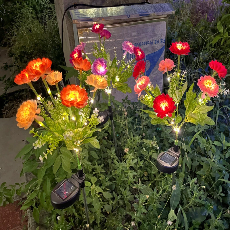 Solar Path Lights Snow Lotus LED Lights Patio Yard Decorative Flower Party Wedding Valentine's Day Outdoor Garden Ground Lights