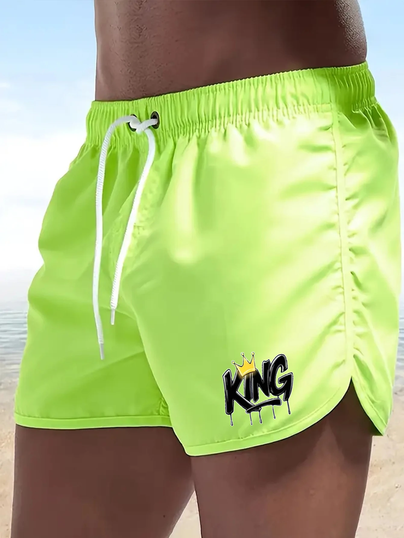 

Men's Beach Trunks Summer Swim Gym Pants Quick Drying Swimming Homme Surf Ventilate Drawstring Printing Casual Daily Shorts 2025