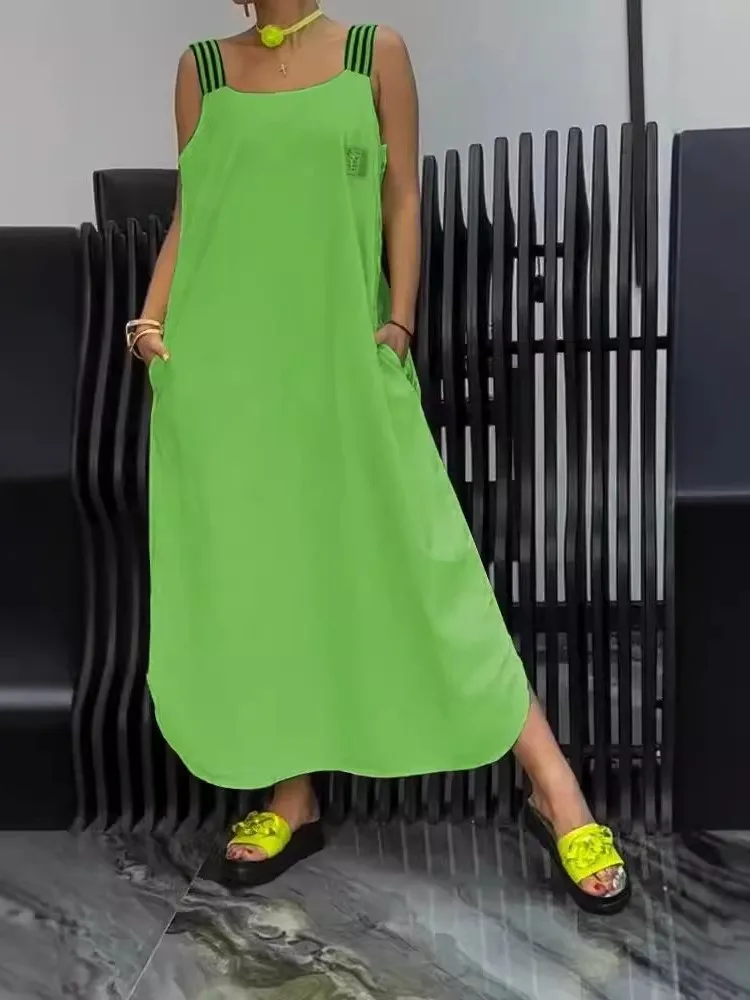 Damska sukienka na co dzień moda solidny sweter bez rękawów luźne sukienki dla kobiet sukienka plażowa szata Femme letnie nowe ubrania damskie