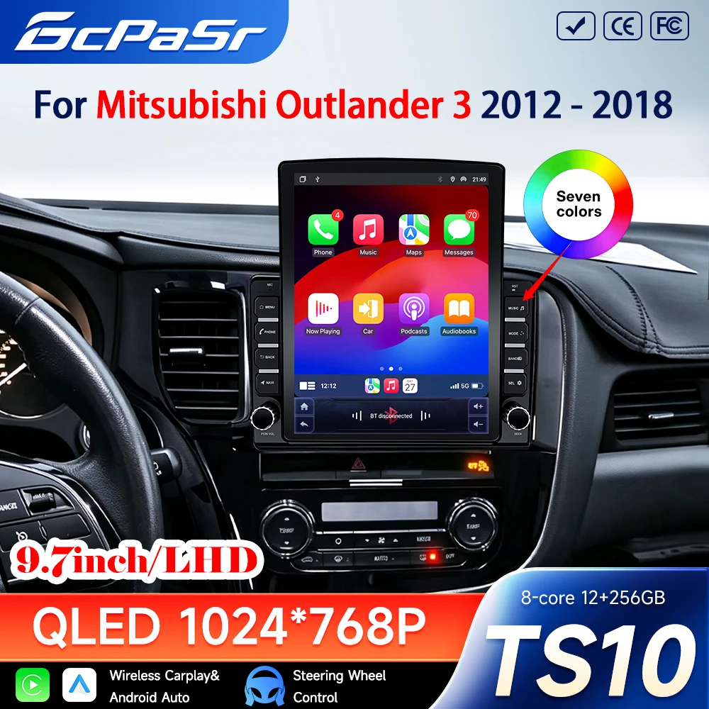 9.7 inch Android 16 for Mitsubishi Outlander 3 GF0W GG0W 2012 - 2018 Left Hand Drive Car Multimedia Navigation GPS No 2din 2 Din