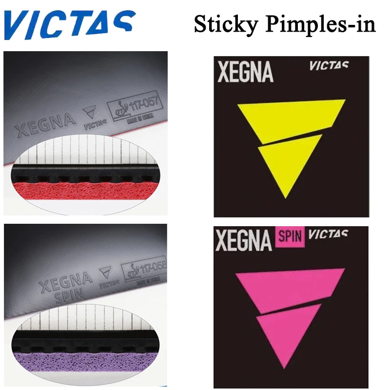 VICTAS Table Tennis Rubber Sheet XEGNA SPIN XEGNA Sticky Pimples-in ITTF Approved Ping Pong Rubber with Sponge Quick Attack