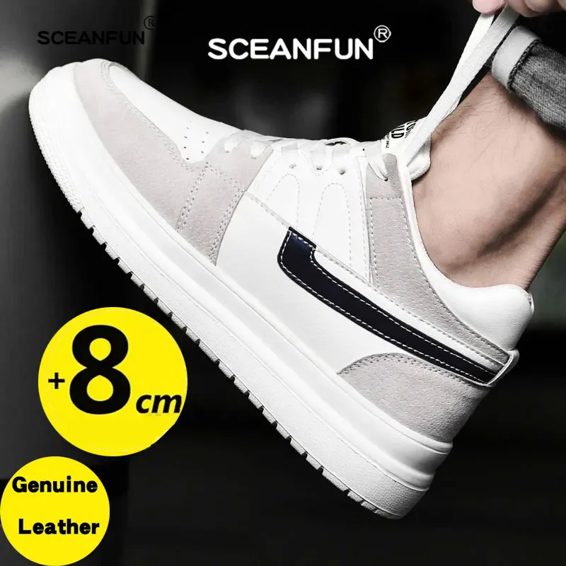 

Genuine Leather 2024 elevator shoes heightening sneakers for men luxury 6cm 8cm breathable height increased man sports lift