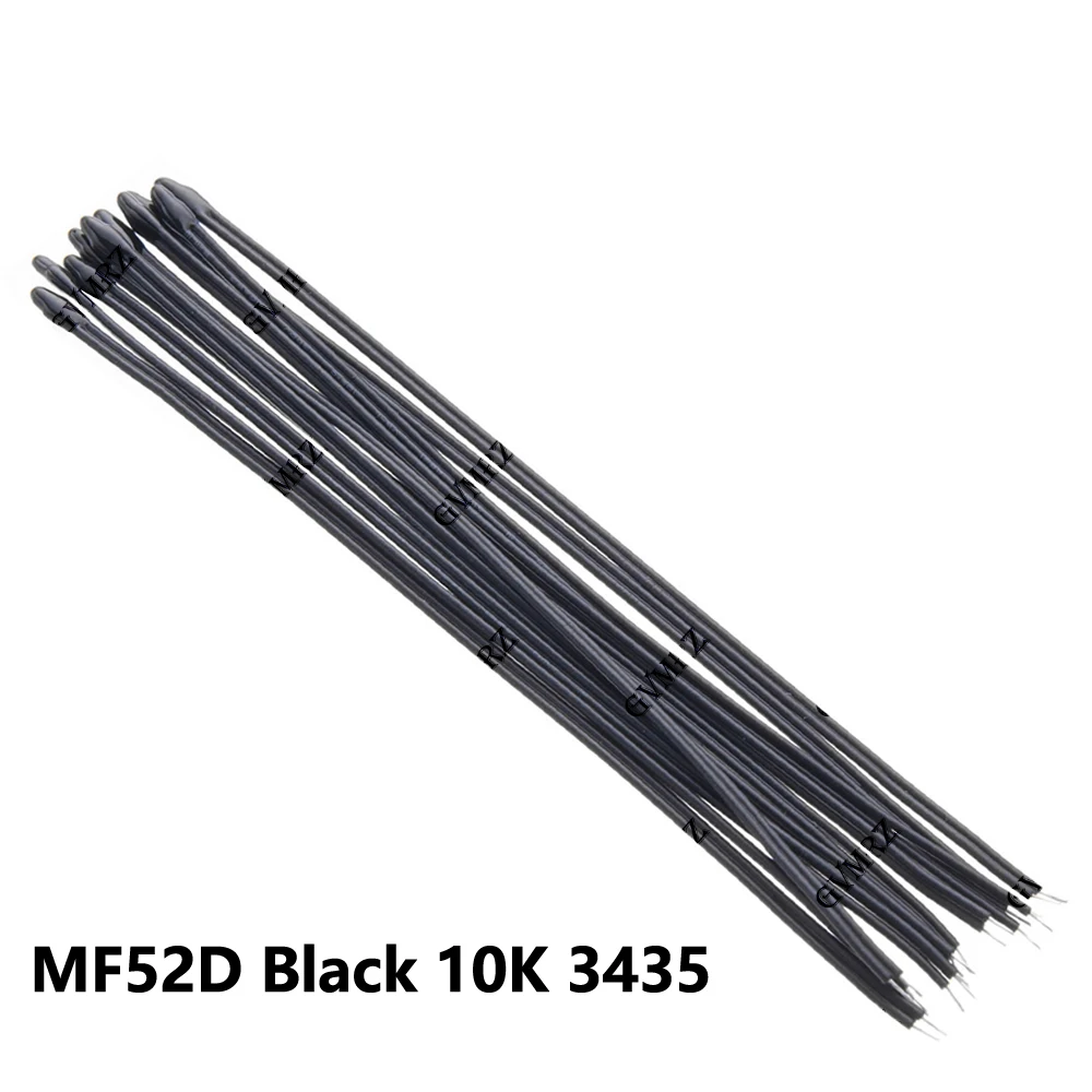 10PCS MF52 Wired NTC Thermistor 1% 10CM Lead 10K 100K 3435 3950 Black/ Red 10K 3435/3950 100K 3950