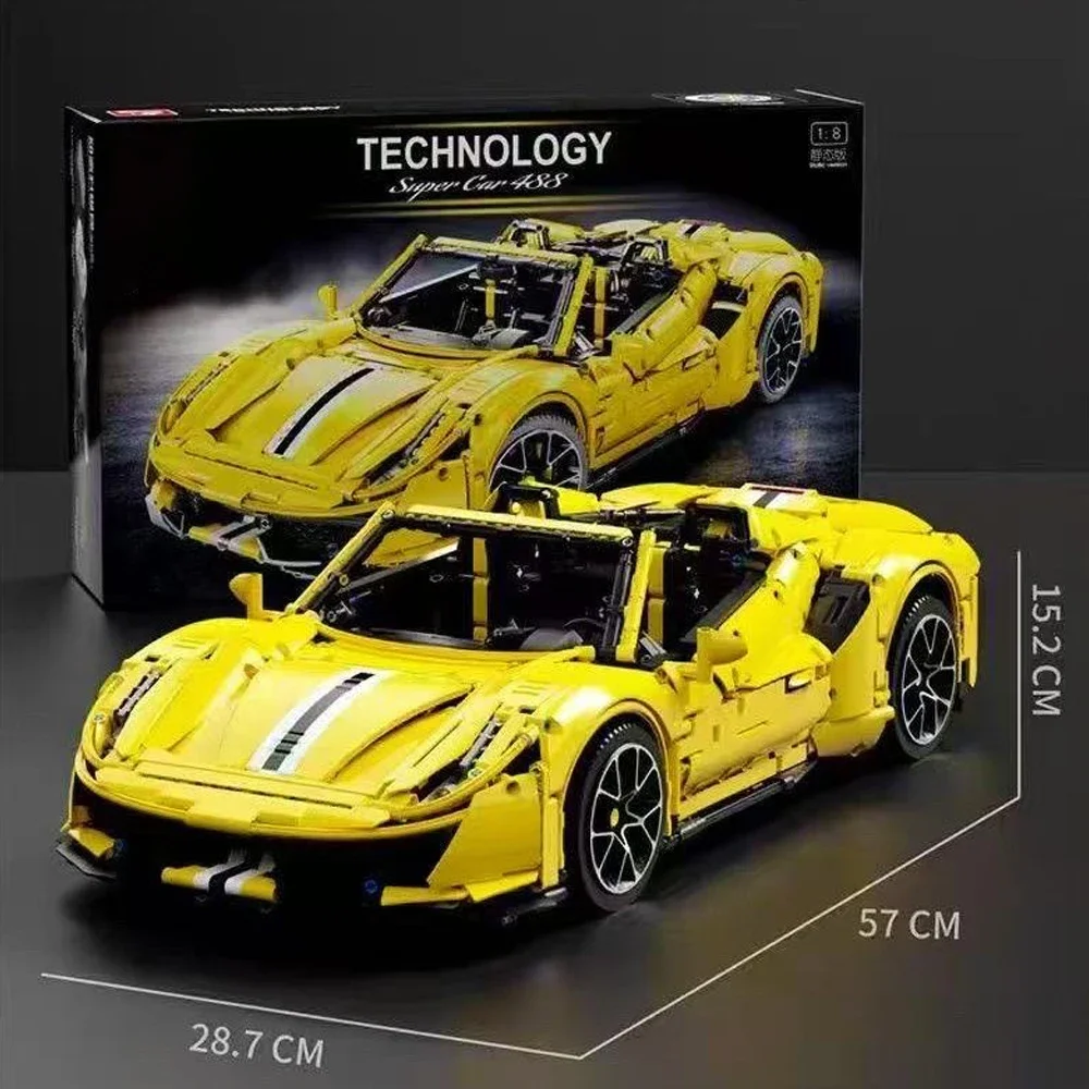 1:8 테크니컬 시리즈 488 스포츠카 빌딩 블록 하이테크 시티 스피드 레이싱 자동차 모델 브릭 장난감 어린이 생일 선물 MOC