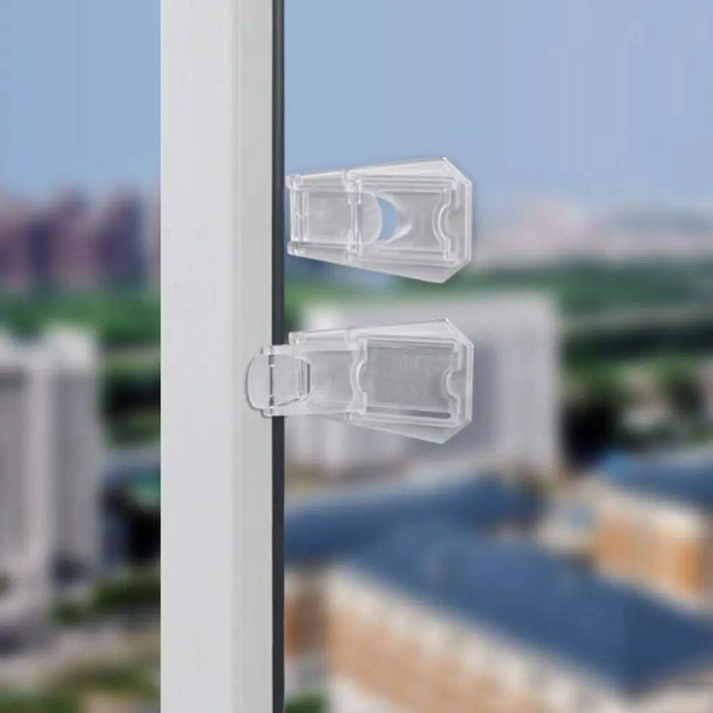 Transparent Sliding Door Lock Anti-pinch Self-adhesive Sliding Sash Stopper Strong Fixation Drawer Lock