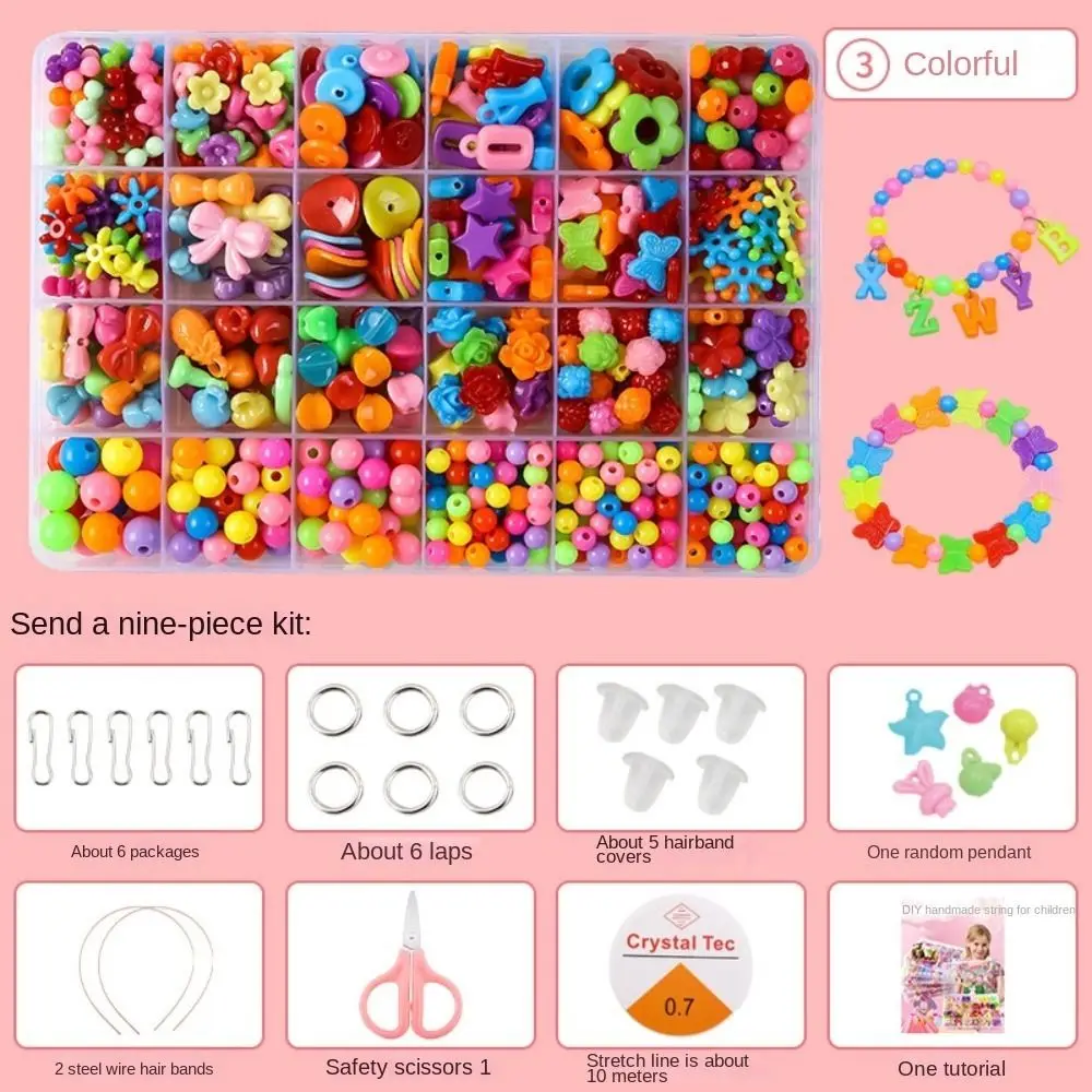 Arts Crafts DIY Handmade Beaded Kit Toy DIY Toy Jewelry Set Beads Toys for Children Girl Kawaii Creative