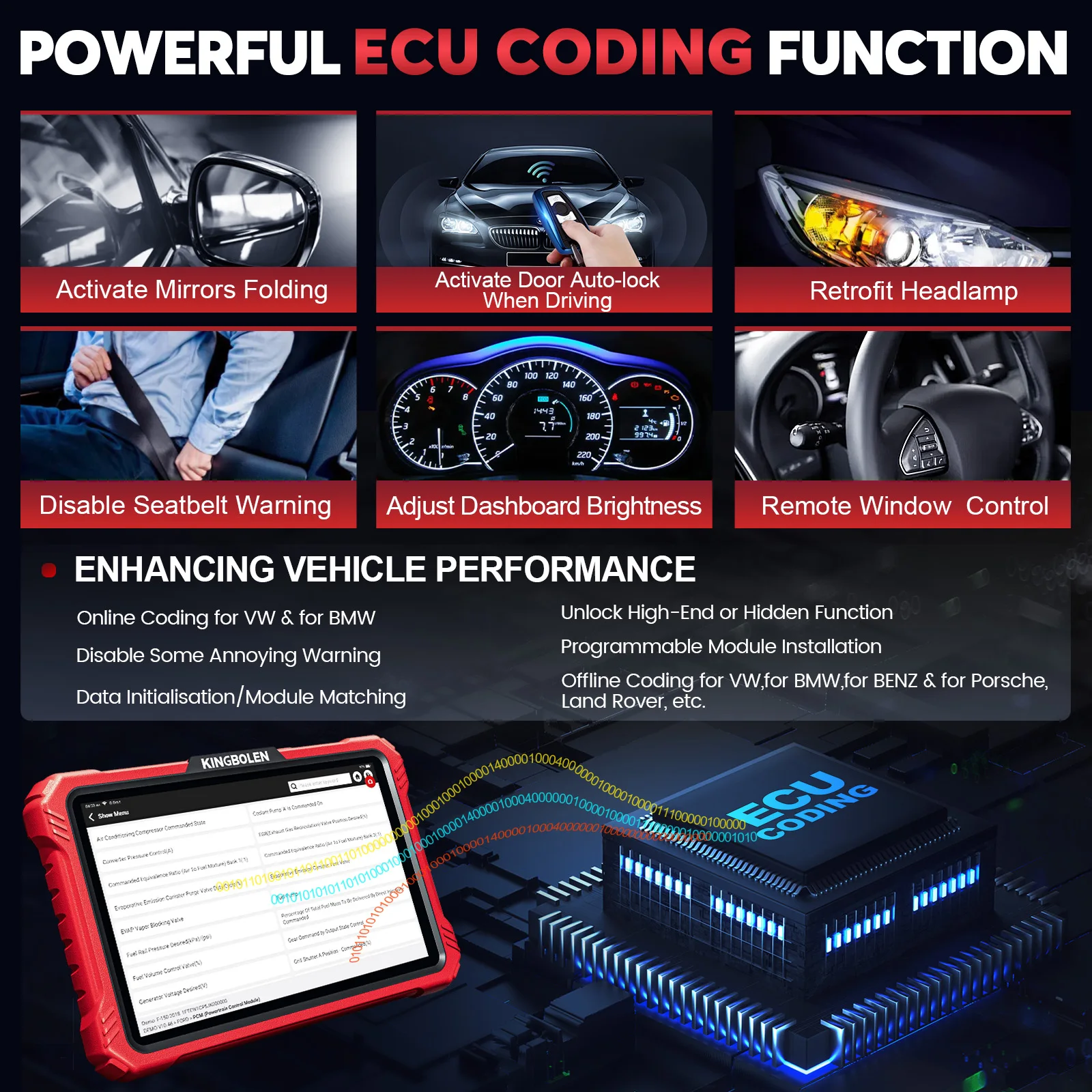 KINGBOLEN K10 PRO ELITE OBD2 Scanner ECU Coding 40+ Service CANFD FCA All System Diagnostic Tool Active Test 2 Year Free Update
