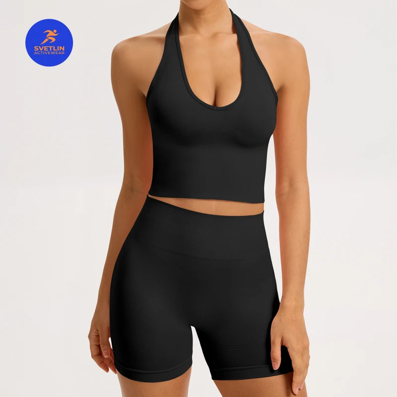 SVETLIN EU US Size Luxury Quality Active Wear Seamless Beauty-Back Yoga Clothing Set Running Quick-Dry Outfit Set for Women