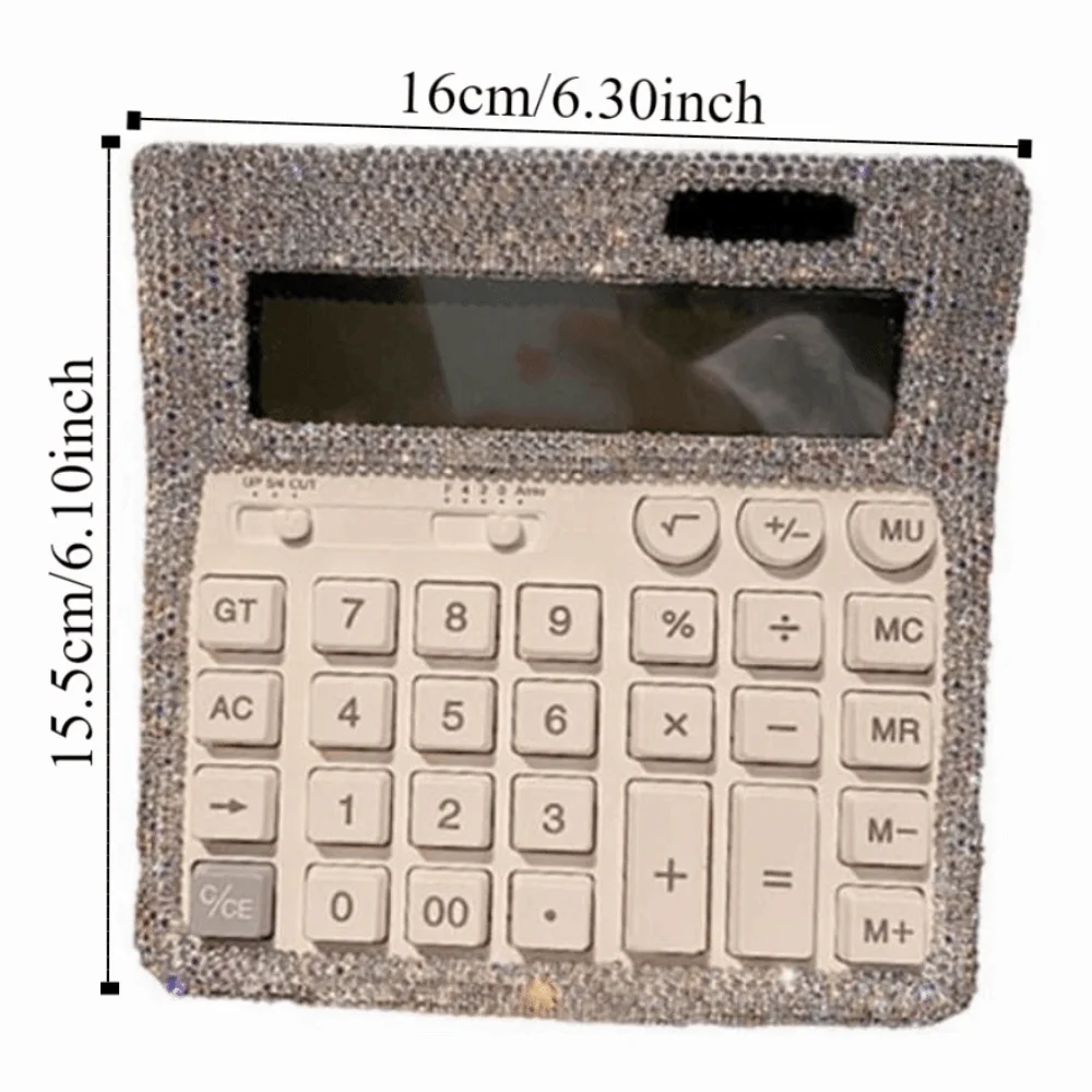 آلة حاسبة لامعة من حجر الراين، ضوء مزدوج الطاقة، آلة حاسبة فاخرة لسطح المكتب بالطاقة الشمسية، حساب فعال محمول #6