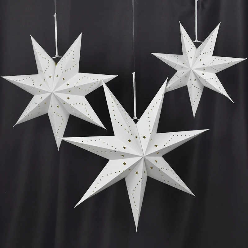 Hollow Star Hanging Pendant Eid Mubarak Ramadan Kareem Decoration Lantern 2024 Islamic Muslim Party Supplies Christmas Birthday