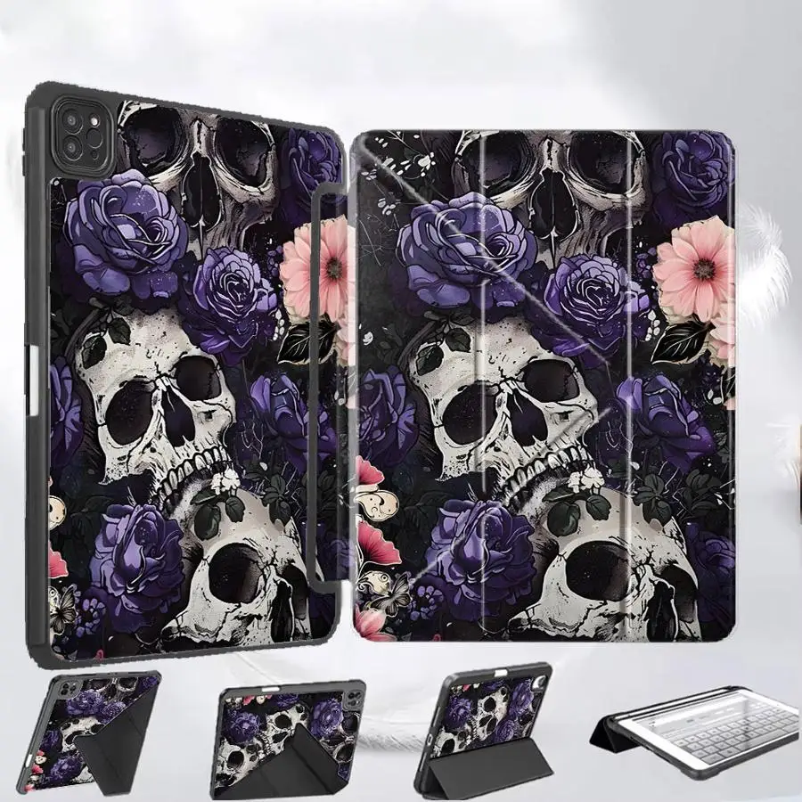 

Cool Roses And Skull Tablet Case For iPad Mini 6 7 Pro 11th 10th 9th 8th 7th 12.9inch Pro 2025 Air 4 5 M3 M2 M4 11inch Holder