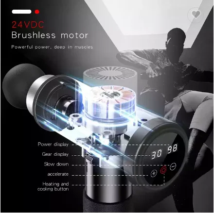 Pistola per massaggio caldo e freddo con motore brushless DC 24V per il rilassamento muscolare, sollievo dal dolore, potente pistola per fascia riscaldante