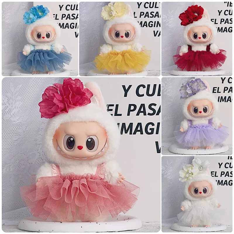 

17cm Labubu I II Idol Dolls Cute Mini Plush Doll'S Miniature Model Double-Layer Cake Skirt Cute Kpop Exo Lovely