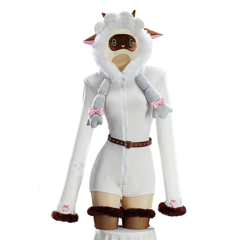 

Аниме Wooloo косплей костюм женский милый боди с капюшоном носки костюм с поясом мультяшные плюшевые пижамы кавайный комбинезон рождественская одежда