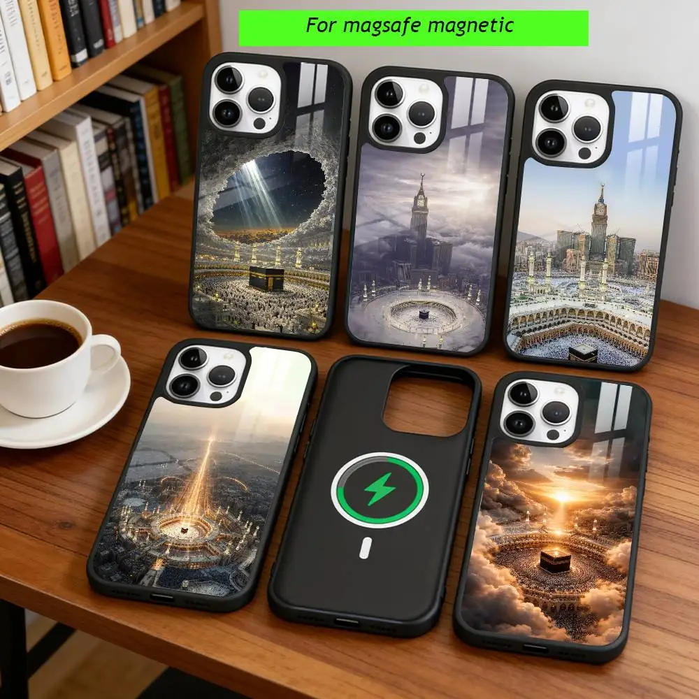 

Islamic Holy Land Mecca Theme Phone Case For iPhone17,16,15,14,13,12,11 Plus,Pro Magnetic For Magsafe Wireless Charging